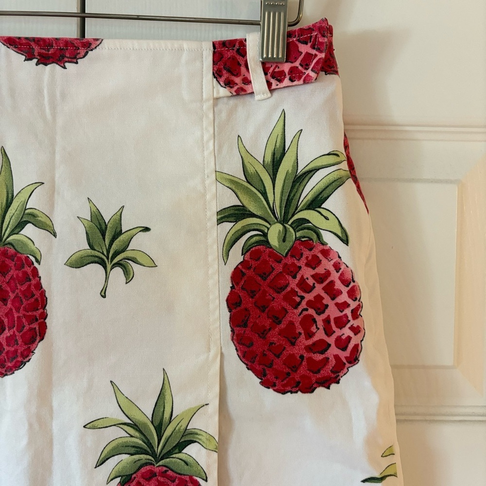Talbots Stretch Ivory Pink Pineapple Skirt 8 Preppy Vacation Resort Summer Whim - Picture 3 of 7